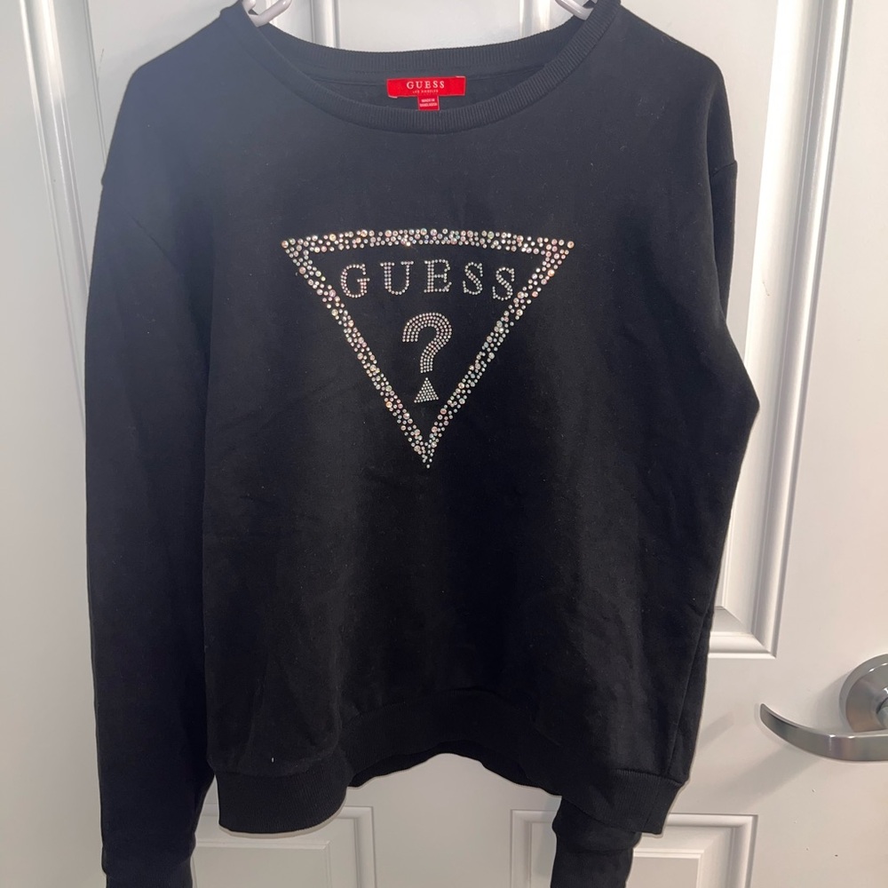 GUESS Black Sweatshirt with Embellished Logo